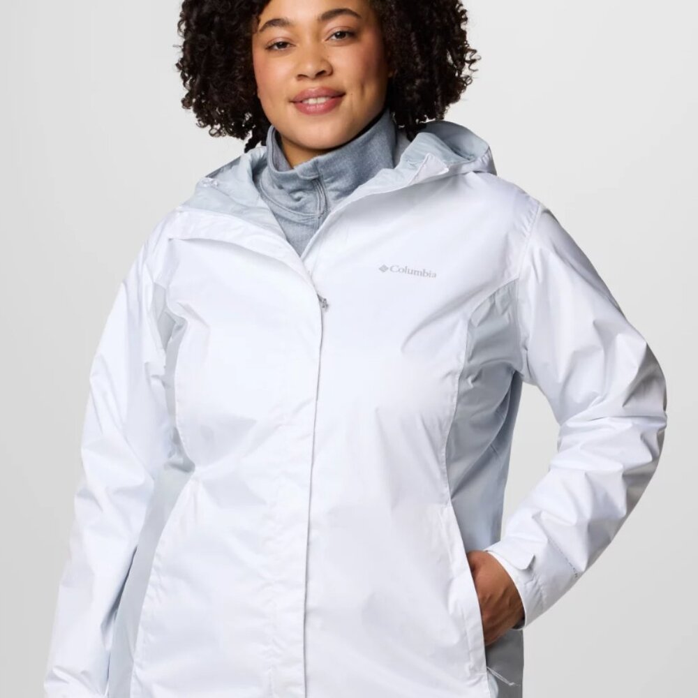 Columbia Women's Arcadia II Rain Jacket, 3X, Plus, White